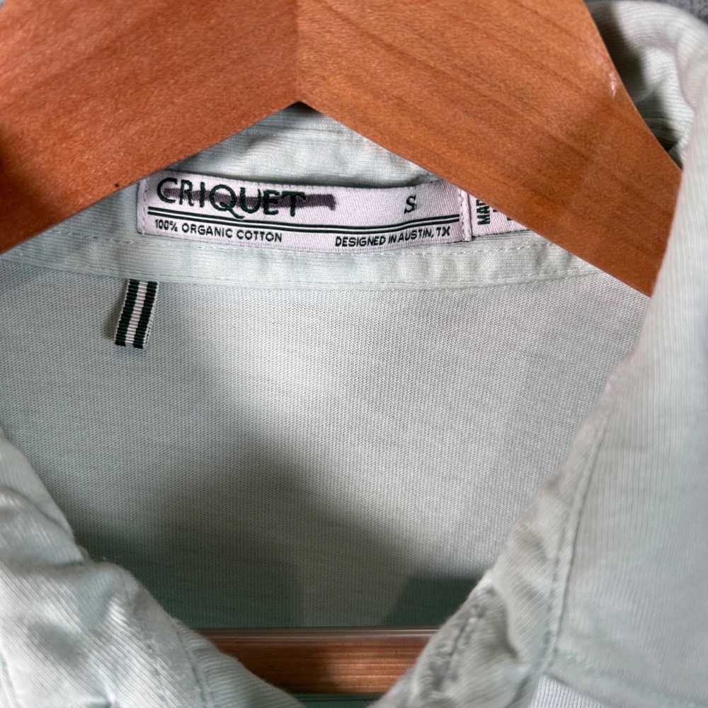 Criquet Long Sleeve Polo Shirt Mens SMint Green Organic Cotton Preppy Frat USA - Picture 4 of 7